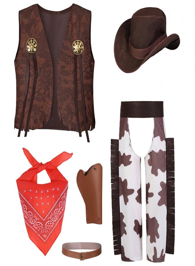TOGROP Cowboy Costume for Boys 5pcs Set Kids Dress Up Birthday Halloween Party Cosplay 3-5T - Image 1